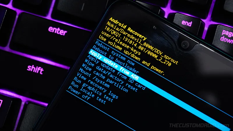 Select 'Apply update from ADB' in Nokia 5.3 Stock Recovery
