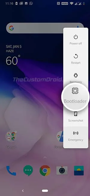 Boot OnePlus 7/OnePlus 7 Pro into Bootloader Mode using Advanced Reboot Menu