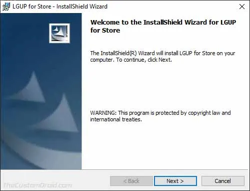 Click on 'Next' in LGUP Tool Installer