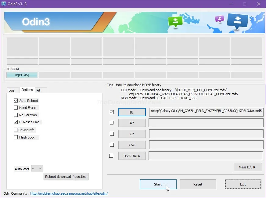Flash Android Pie BL File on Galaxy S8+ Snapdragon via Odin