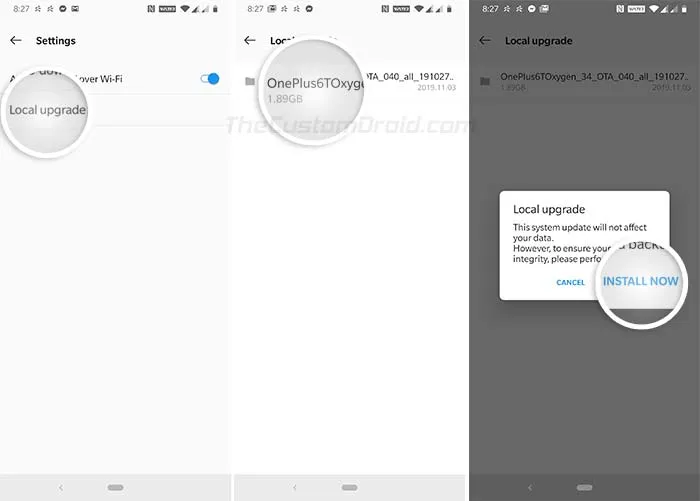 Install OnePlus 6/6T OxygenOS 10 Update using Local Upgrade - 02