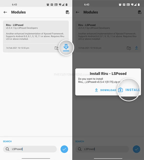 Install Riru-LSPosed module on your Android device through Magisk Manager