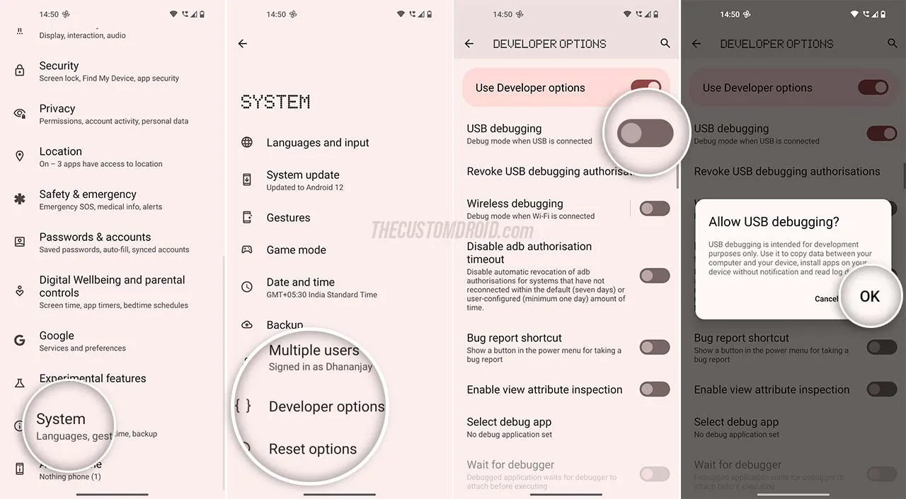 Enable USB Debugging on Noth