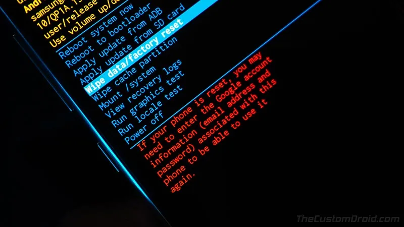 Perform Factory Reset on Galaxy S8+ Snapdragon via Stock Recovery