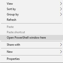 Install TWRP Recovery on Asus Zenfone 6- Open PowerShell window here